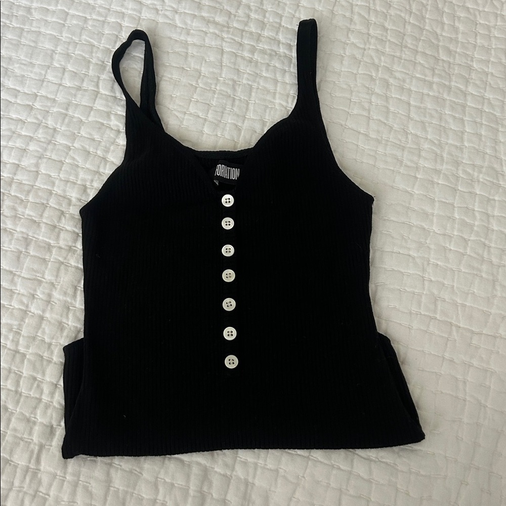 Reformation Black Ribbed Bodysuit